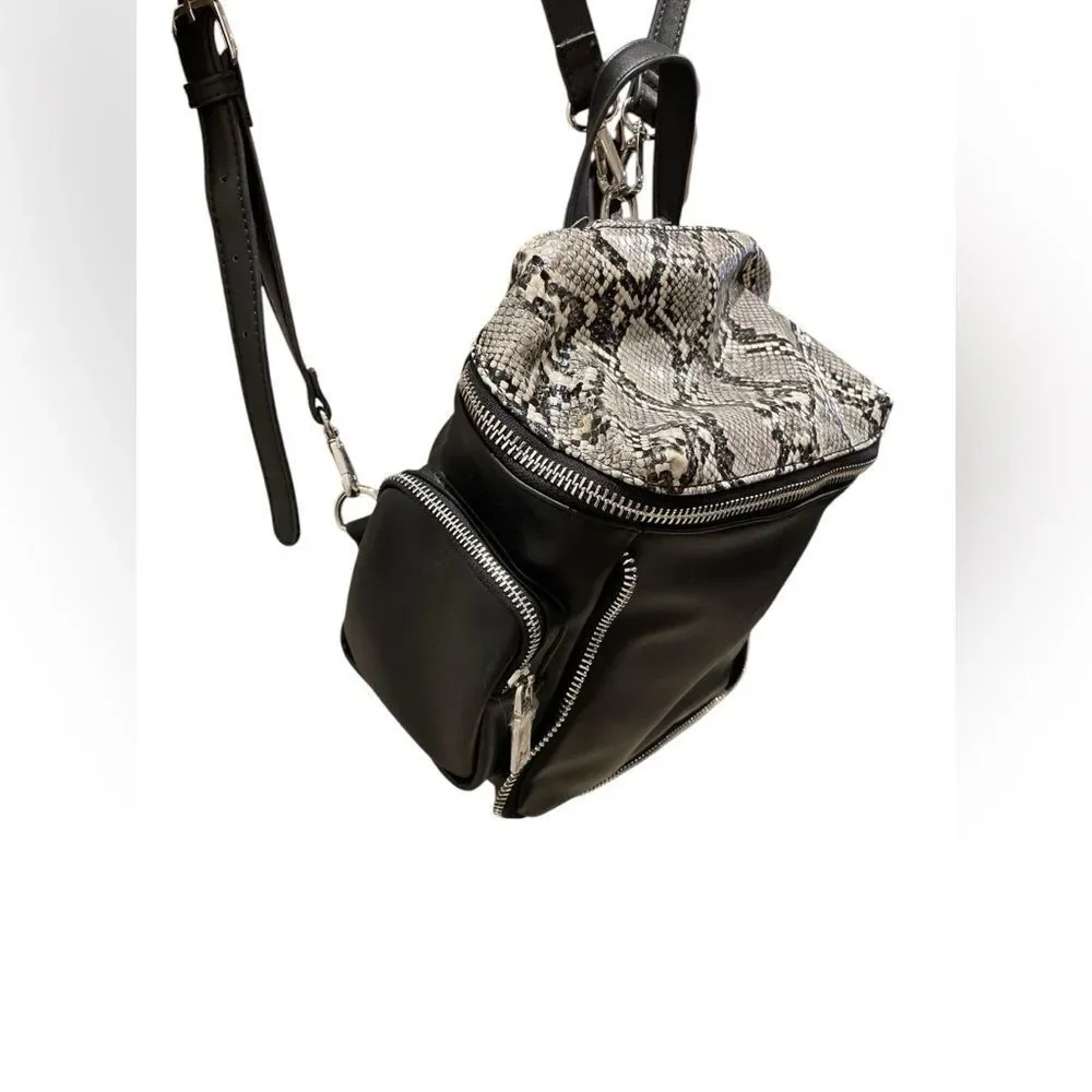 Urban Expressions Black and Snake Print Women's Backpack